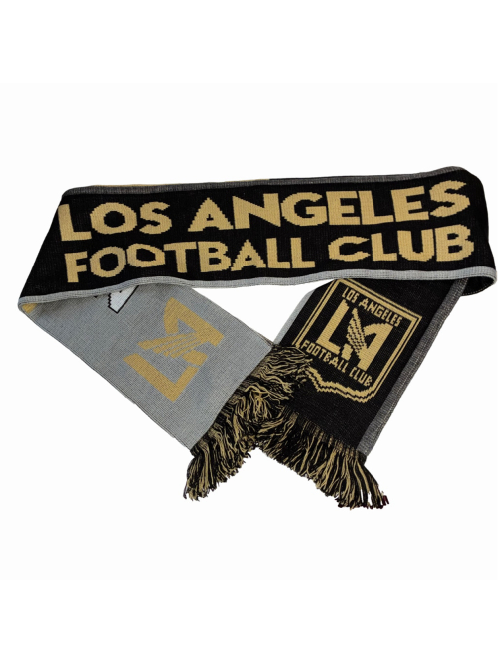 Men's Los Angeles Football Club LAFC Soccer Scarf Black Gold Knit